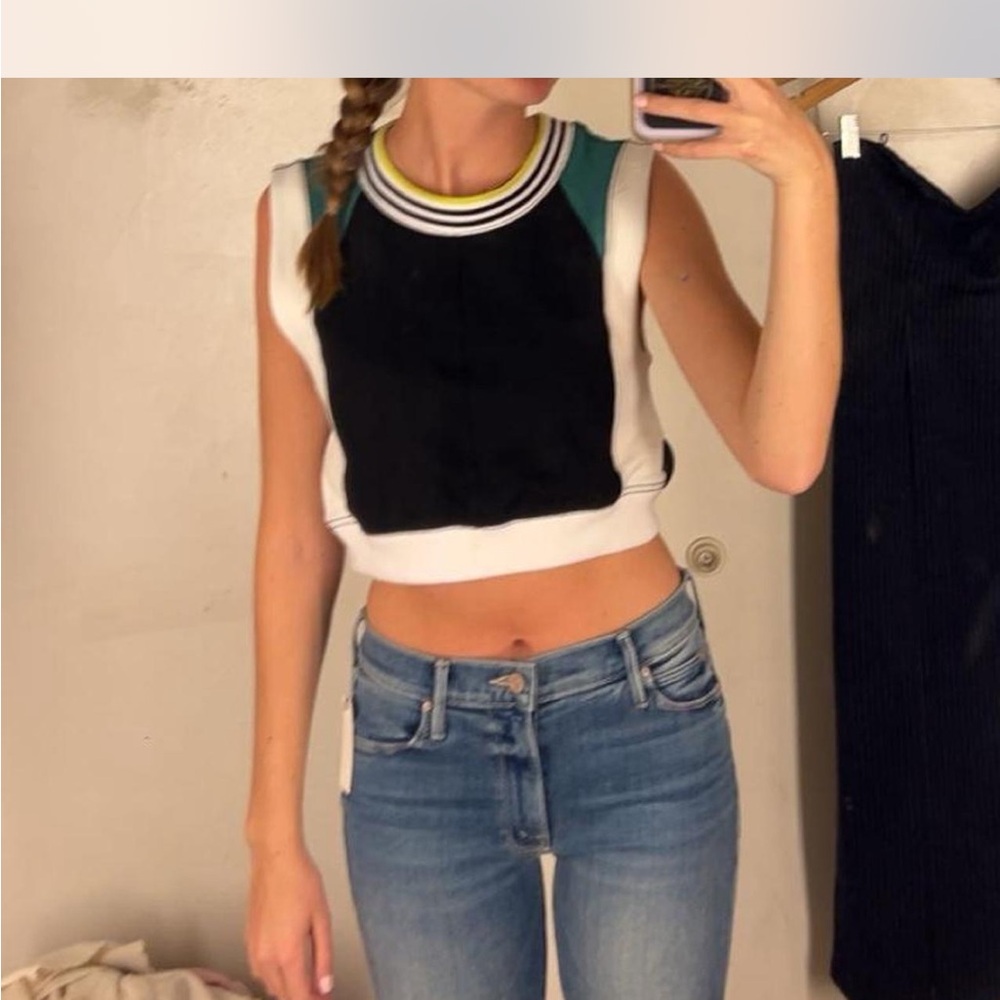 Anthropologie Black and White Sleeveless Crop Top